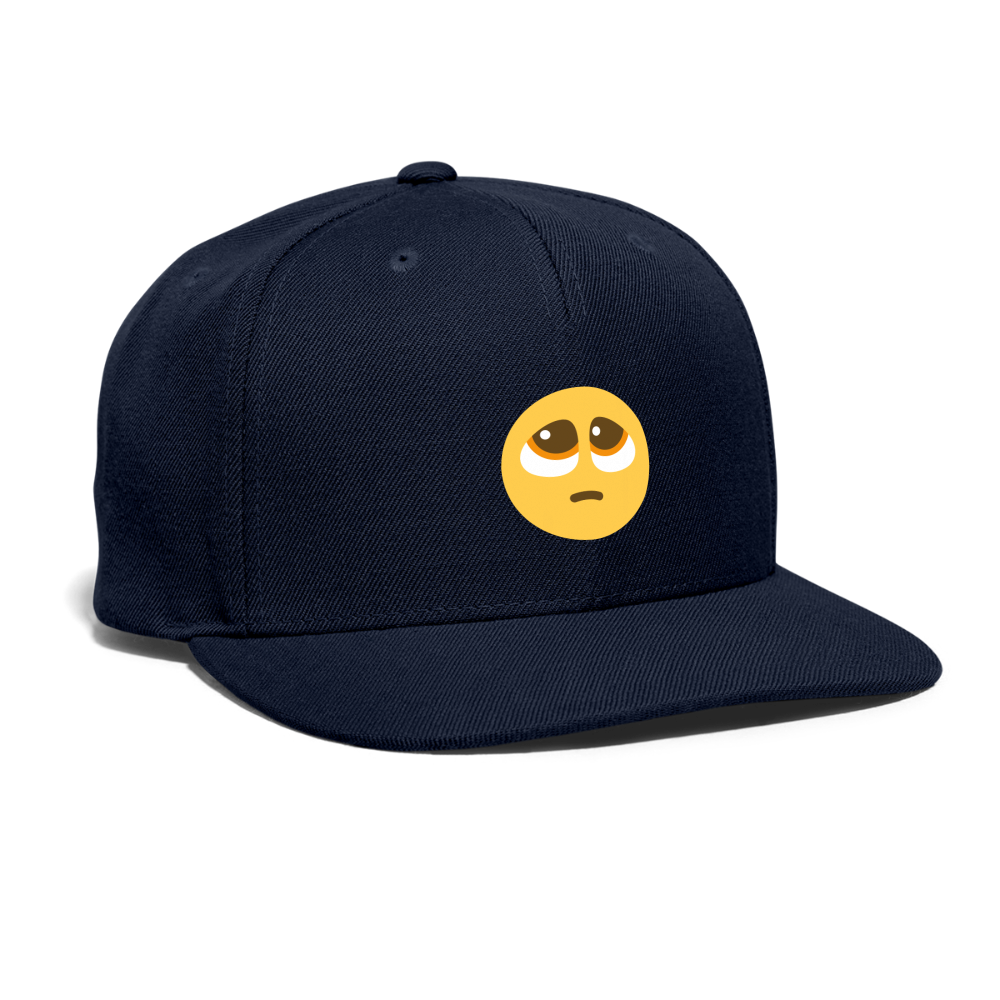 🥺 Pleading Face (Twemoji) Snapback Baseball Cap - navy