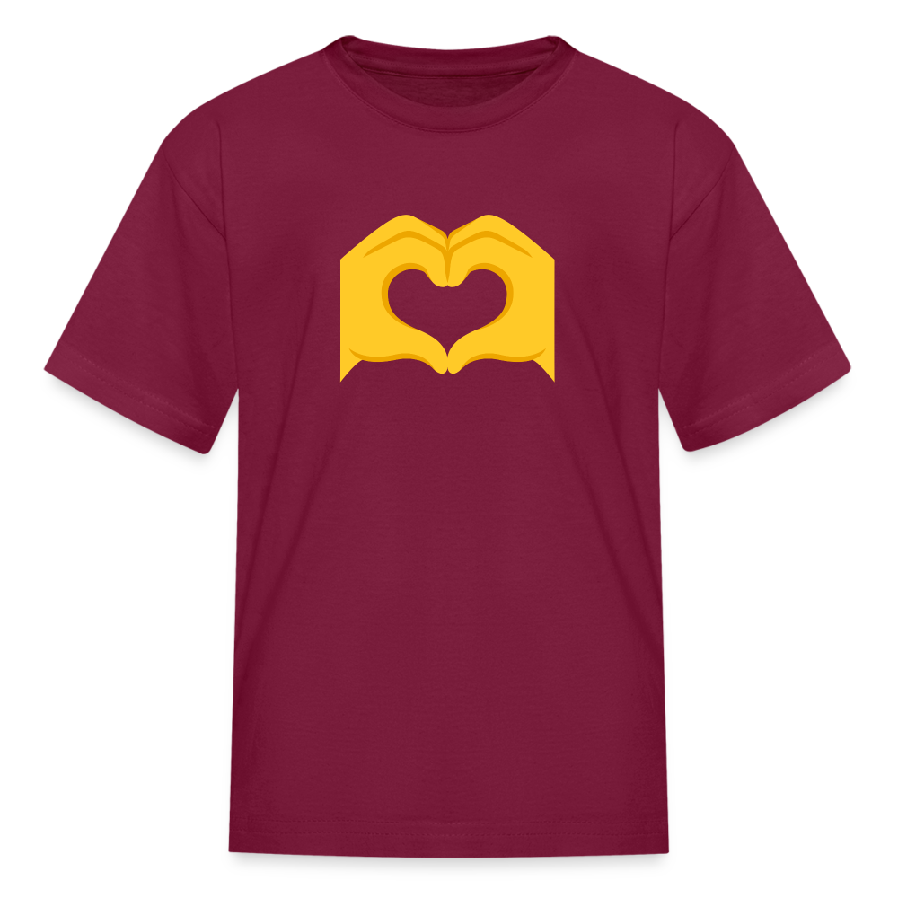 🫶 Heart Hands (Google Noto Color Emoji) Kids' T-Shirt - burgundy