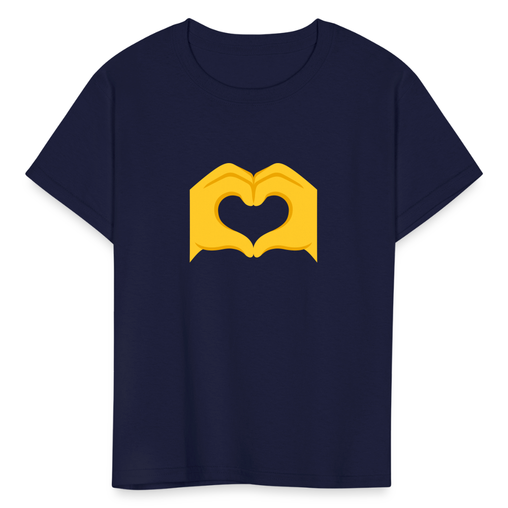 🫶 Heart Hands (Google Noto Color Emoji) Kids' T-Shirt - navy