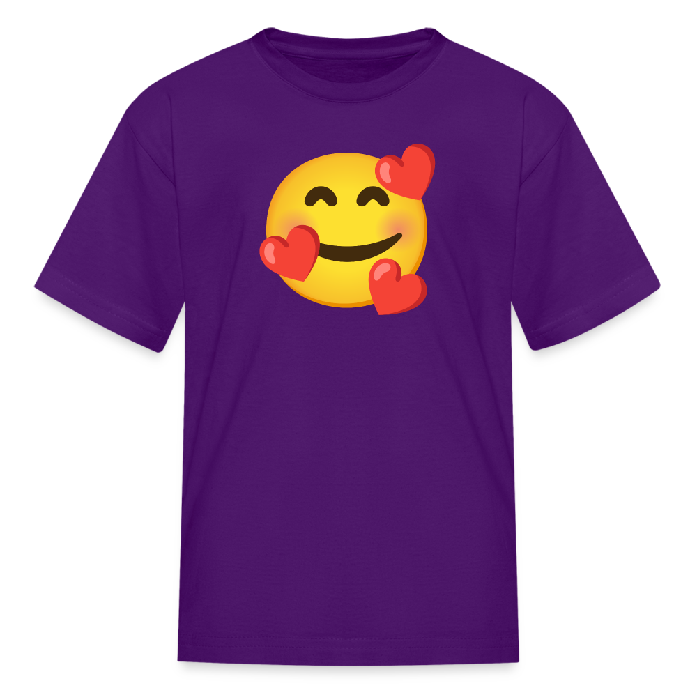 🥰 Smiling Face with Hearts (Google Noto Color Emoji) Kids' T-Shirt - purple