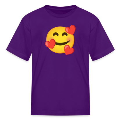 🥰 Smiling Face with Hearts (Google Noto Color Emoji) Kids' T-Shirt - purple