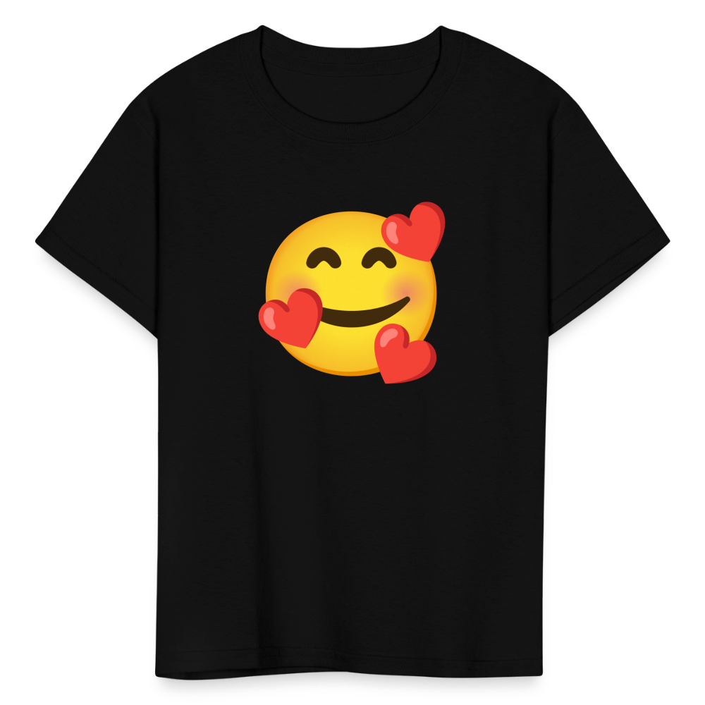 🥰 Smiling Face with Hearts (Google Noto Color Emoji) Kids' T-Shirt - black