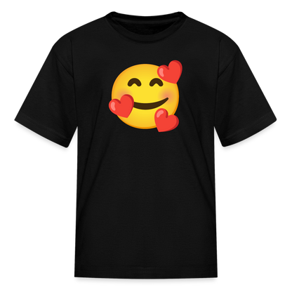 🥰 Smiling Face with Hearts (Google Noto Color Emoji) Kids' T-Shirt - black