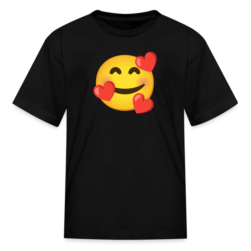 🥰 Smiling Face with Hearts (Google Noto Color Emoji) Kids' T-Shirt - black