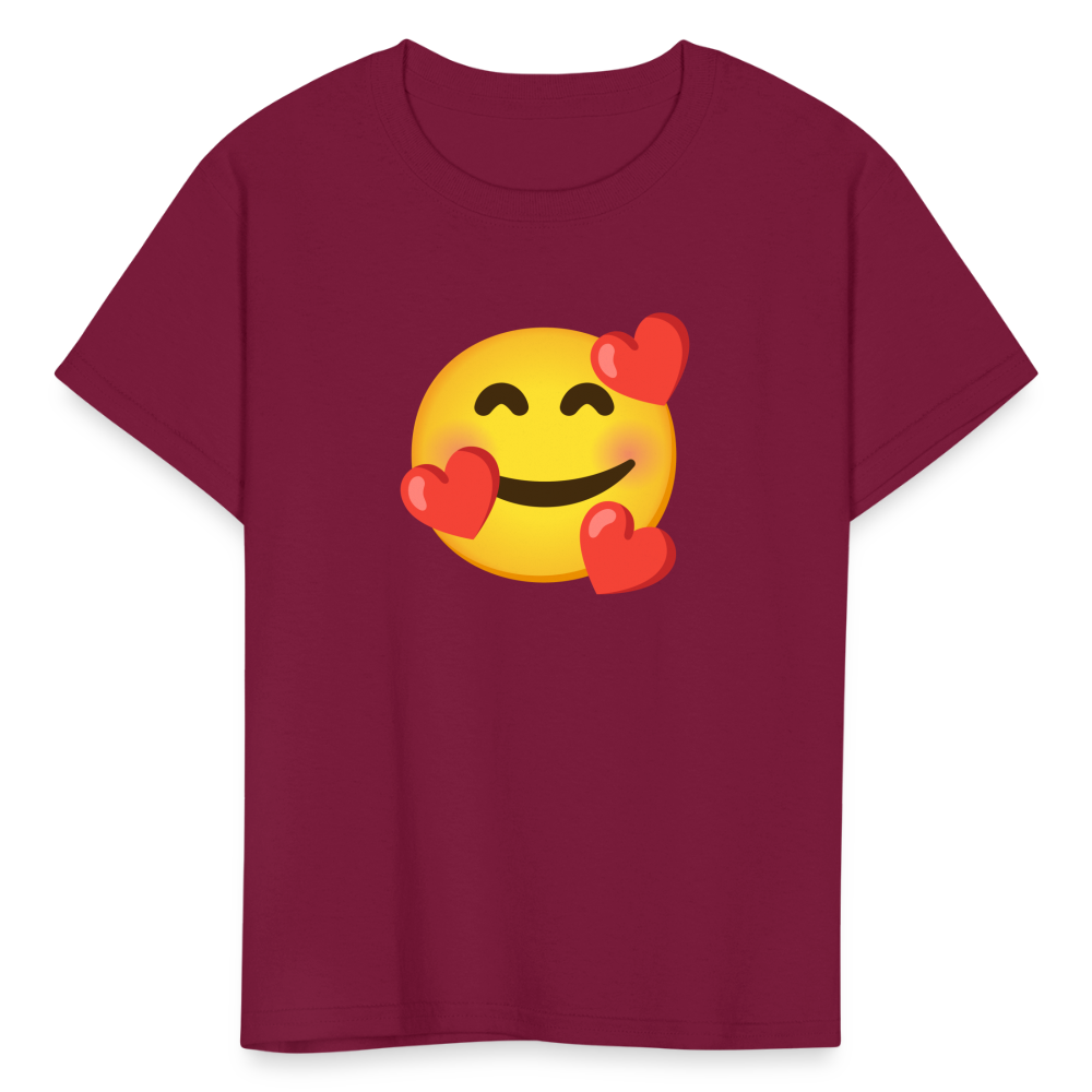 🥰 Smiling Face with Hearts (Google Noto Color Emoji) Kids' T-Shirt - burgundy