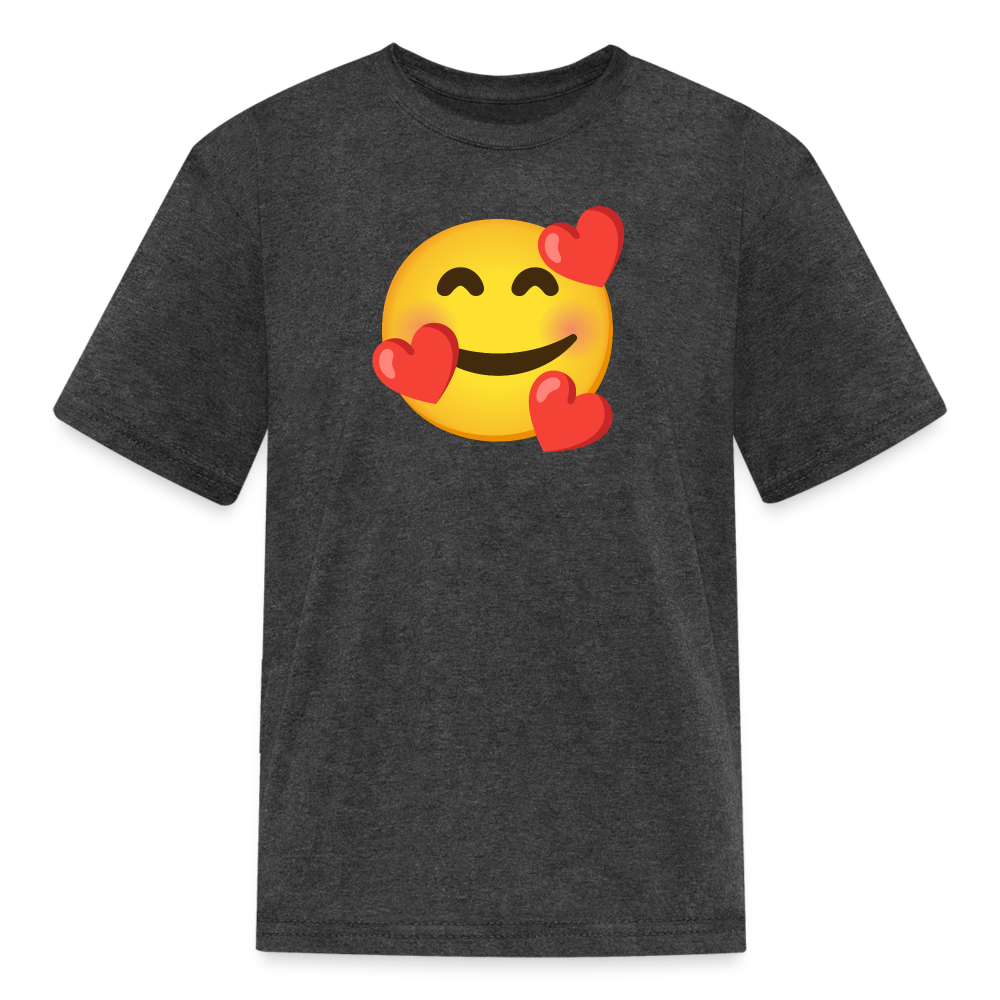 🥰 Smiling Face with Hearts (Google Noto Color Emoji) Kids' T-Shirt - heather black