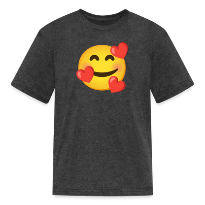 🥰 Smiling Face with Hearts (Google Noto Color Emoji) Kids' T-Shirt - heather black