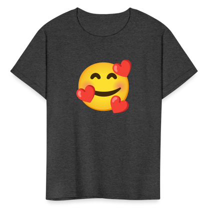 🥰 Smiling Face with Hearts (Google Noto Color Emoji) Kids' T-Shirt - heather black