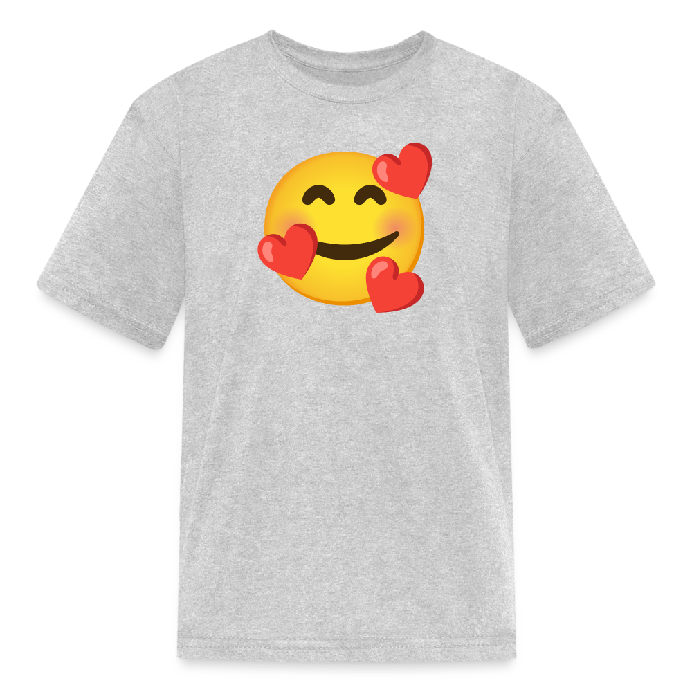 🥰 Smiling Face with Hearts (Google Noto Color Emoji) Kids' T-Shirt - heather gray