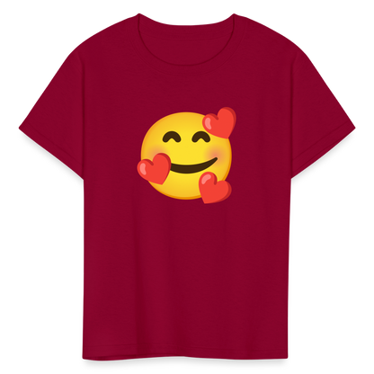 🥰 Smiling Face with Hearts (Google Noto Color Emoji) Kids' T-Shirt - dark red