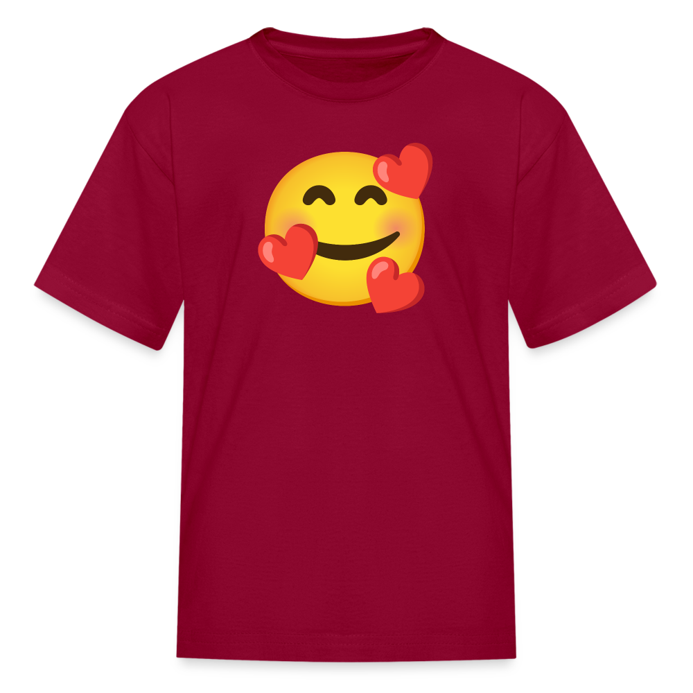🥰 Smiling Face with Hearts (Google Noto Color Emoji) Kids' T-Shirt - dark red