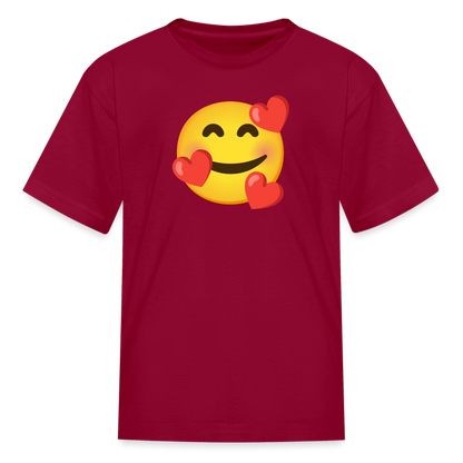🥰 Smiling Face with Hearts (Google Noto Color Emoji) Kids' T-Shirt - dark red