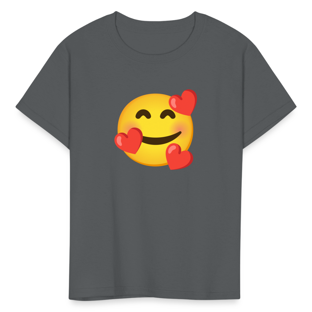 🥰 Smiling Face with Hearts (Google Noto Color Emoji) Kids' T-Shirt - charcoal