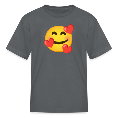 🥰 Smiling Face with Hearts (Google Noto Color Emoji) Kids' T-Shirt - charcoal