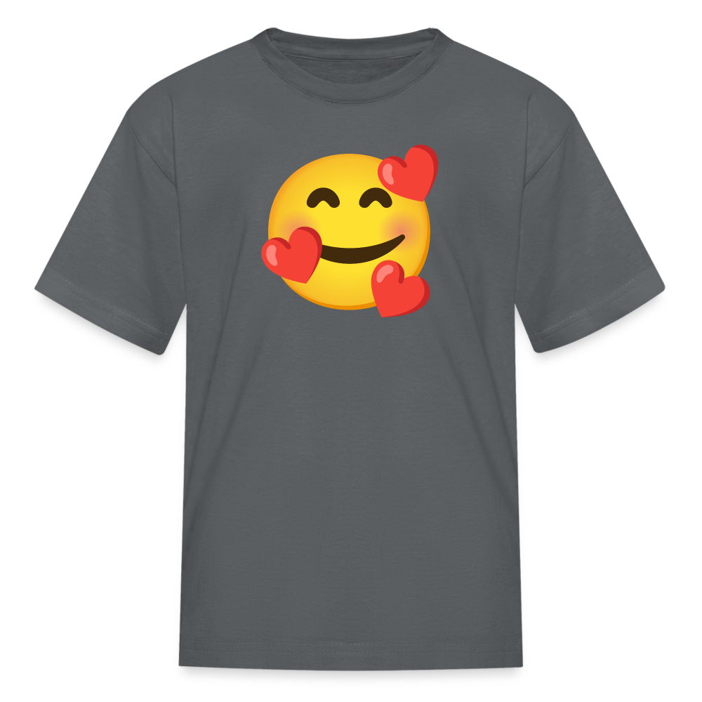 🥰 Smiling Face with Hearts (Google Noto Color Emoji) Kids' T-Shirt - charcoal