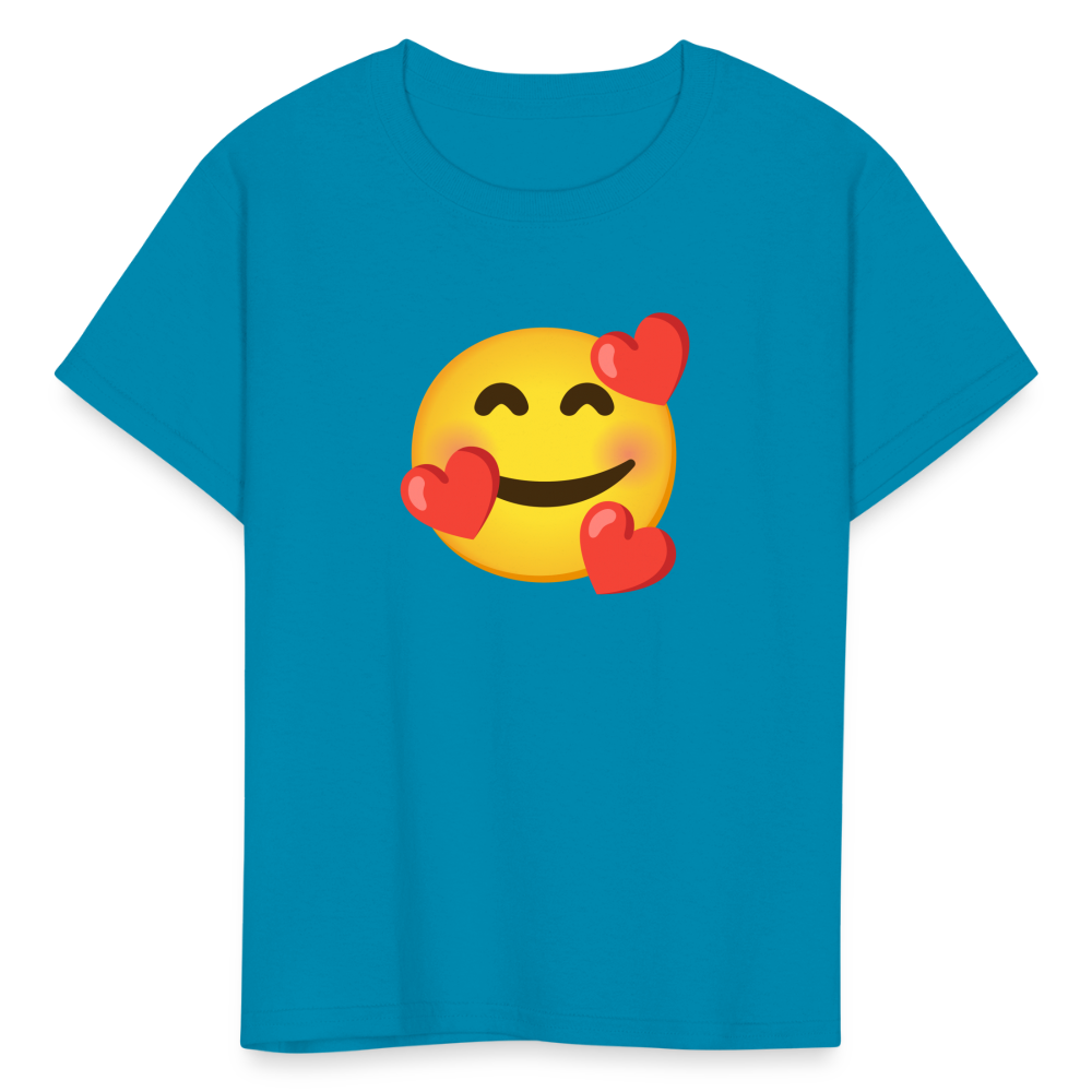 🥰 Smiling Face with Hearts (Google Noto Color Emoji) Kids' T-Shirt - turquoise