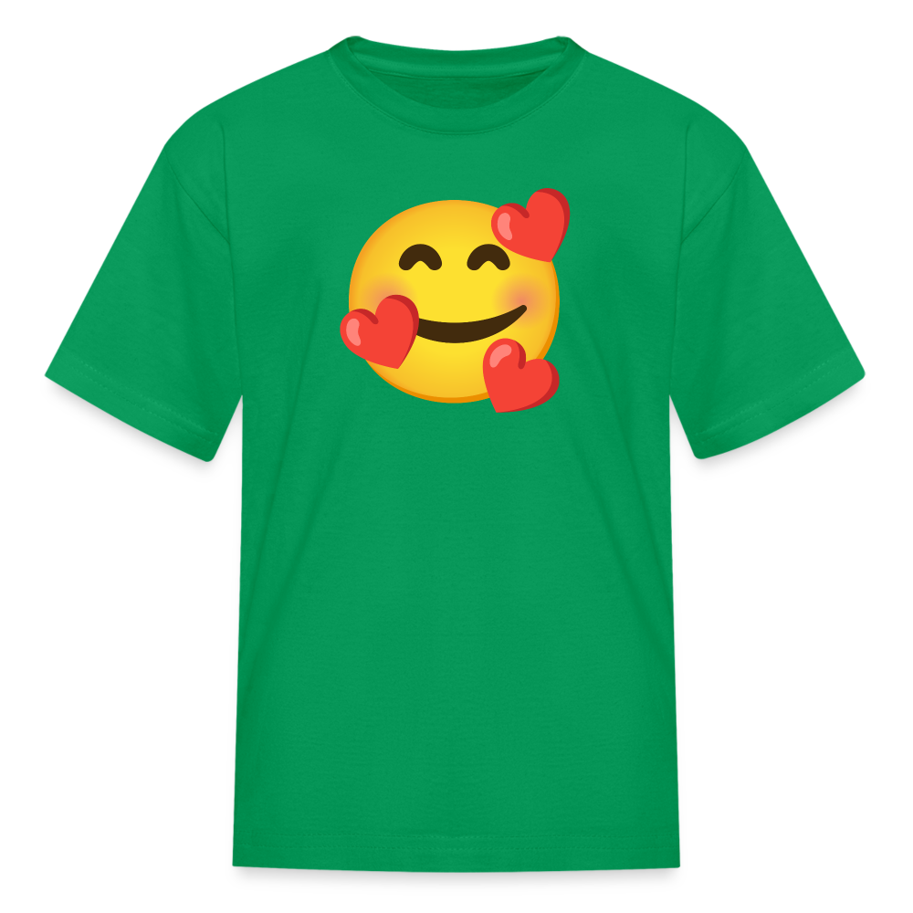 🥰 Smiling Face with Hearts (Google Noto Color Emoji) Kids' T-Shirt - kelly green