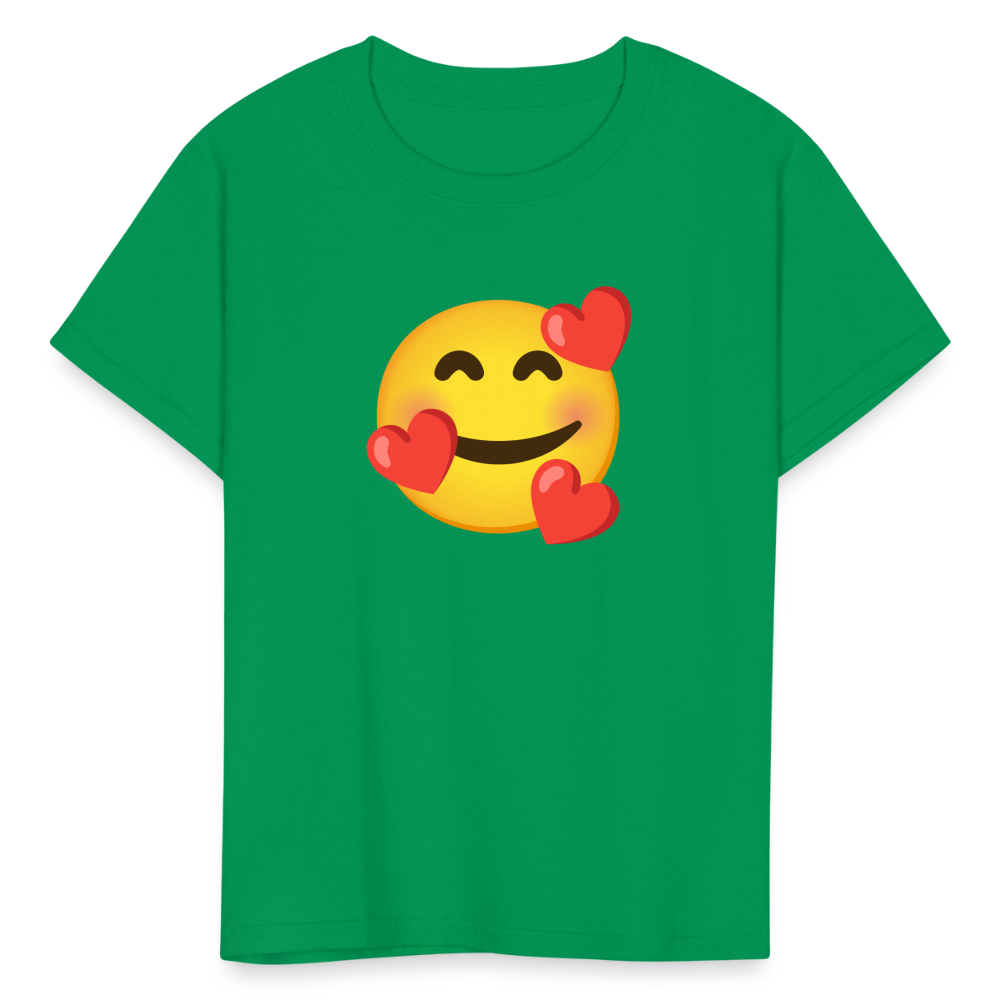 🥰 Smiling Face with Hearts (Google Noto Color Emoji) Kids' T-Shirt - kelly green