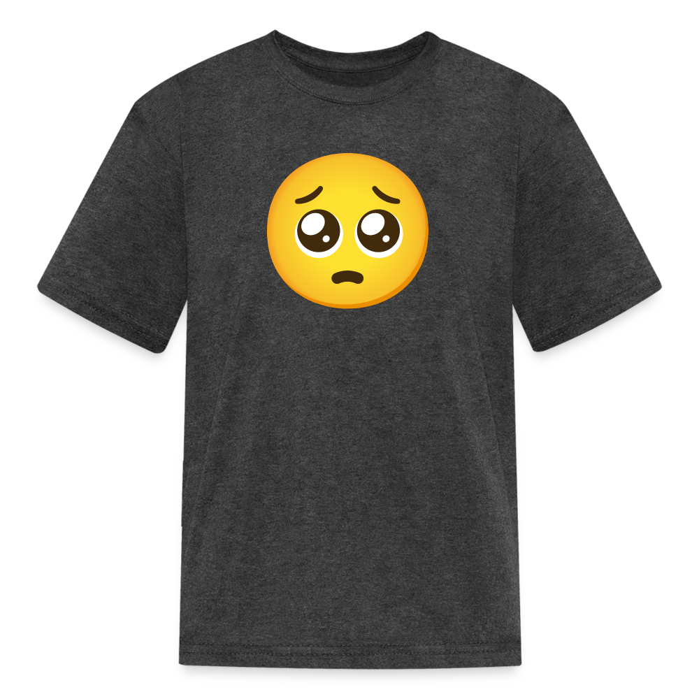 🥺 Pleading Face (Google Noto Color Emoji) Kids' T-Shirt - heather black