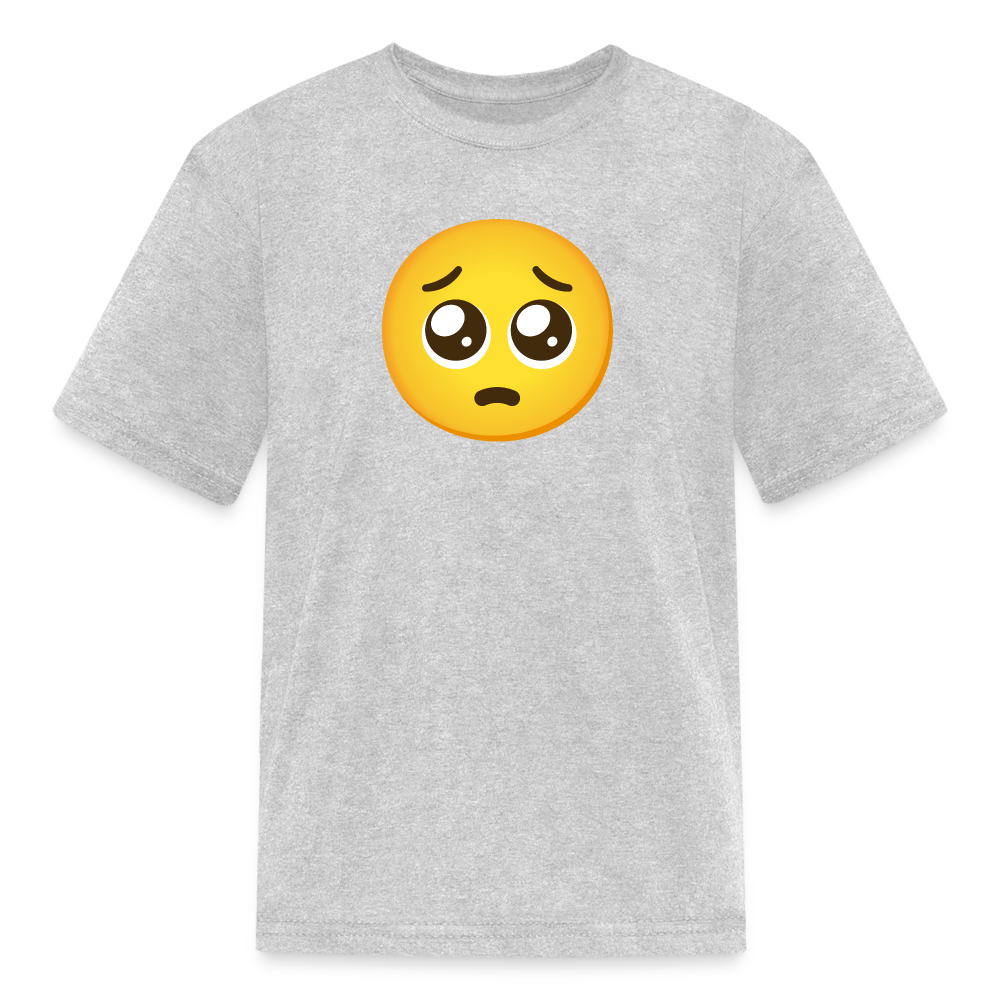 🥺 Pleading Face (Google Noto Color Emoji) Kids' T-Shirt - heather gray