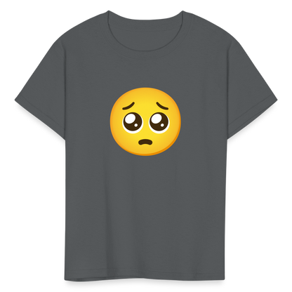 🥺 Pleading Face (Google Noto Color Emoji) Kids' T-Shirt - charcoal