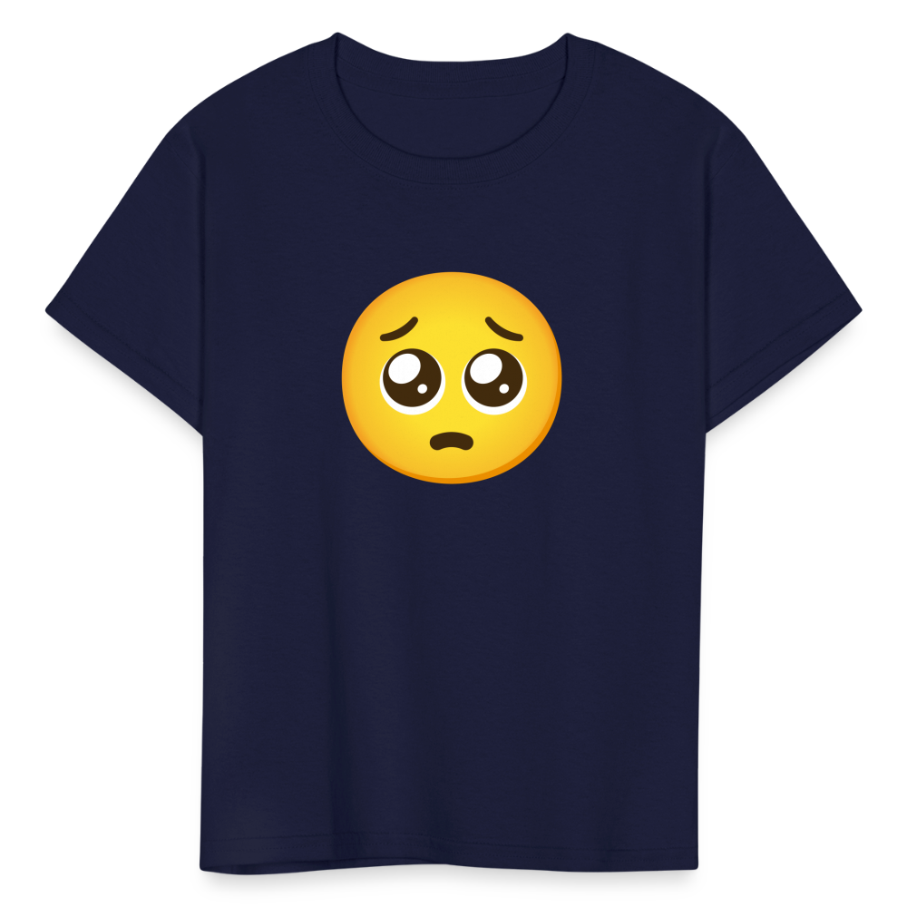🥺 Pleading Face (Google Noto Color Emoji) Kids' T-Shirt - navy