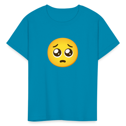 🥺 Pleading Face (Google Noto Color Emoji) Kids' T-Shirt - turquoise