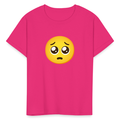 🥺 Pleading Face (Google Noto Color Emoji) Kids' T-Shirt - fuchsia