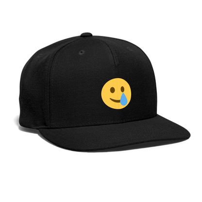 🥲 Smiling Face with Tear (Twemoji) Snapback Baseball Cap - black