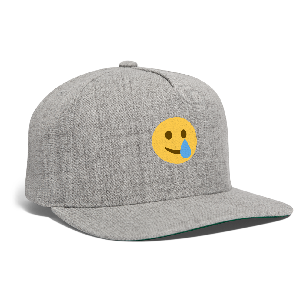🥲 Smiling Face with Tear (Twemoji) Snapback Baseball Cap - heather gray