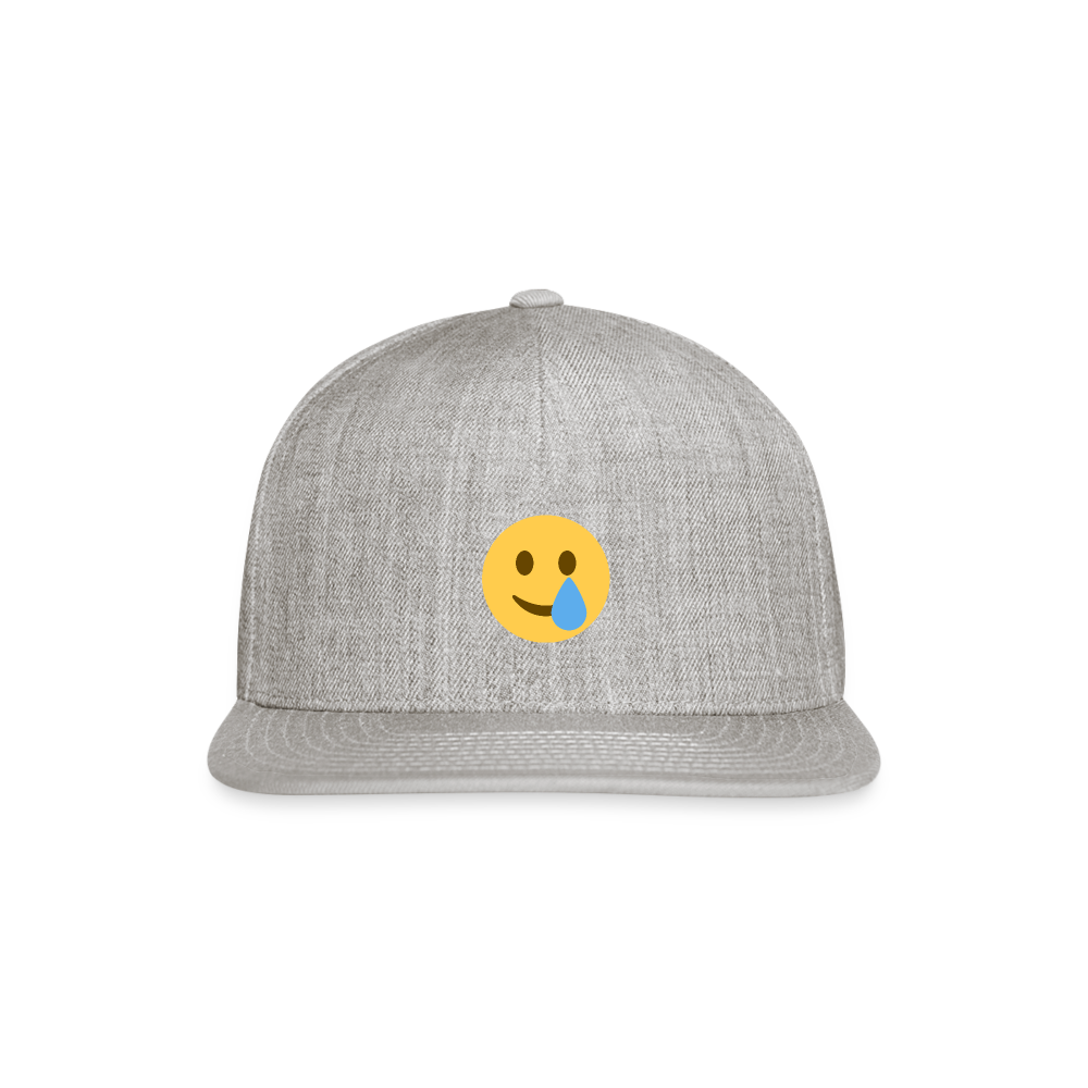🥲 Smiling Face with Tear (Twemoji) Snapback Baseball Cap - heather gray