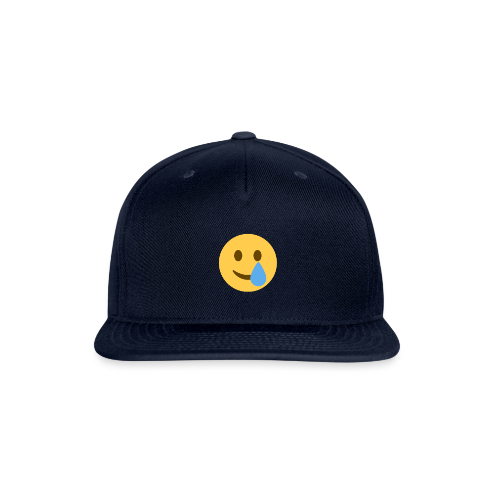 🥲 Smiling Face with Tear (Twemoji) Snapback Baseball Cap - navy