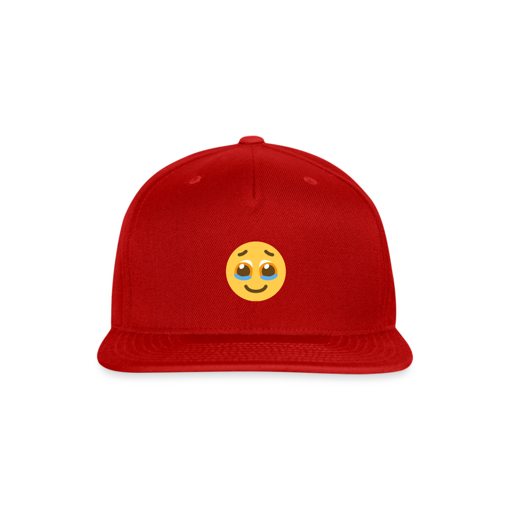 🥹 Face Holding Back Tears (Twemoji) Snapback Baseball Cap - red