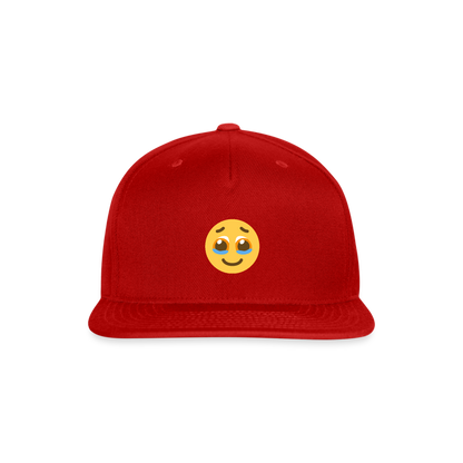 🥹 Face Holding Back Tears (Twemoji) Snapback Baseball Cap - red