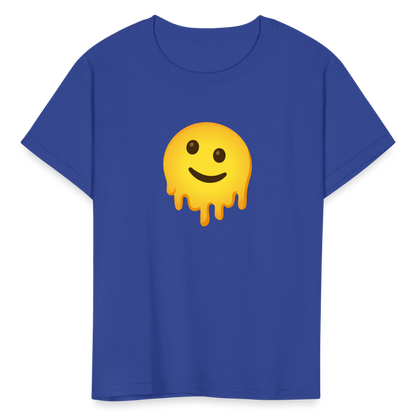 🫠 Melting Face (Google Noto Color Emoji) Kids' T-Shirt - royal blue
