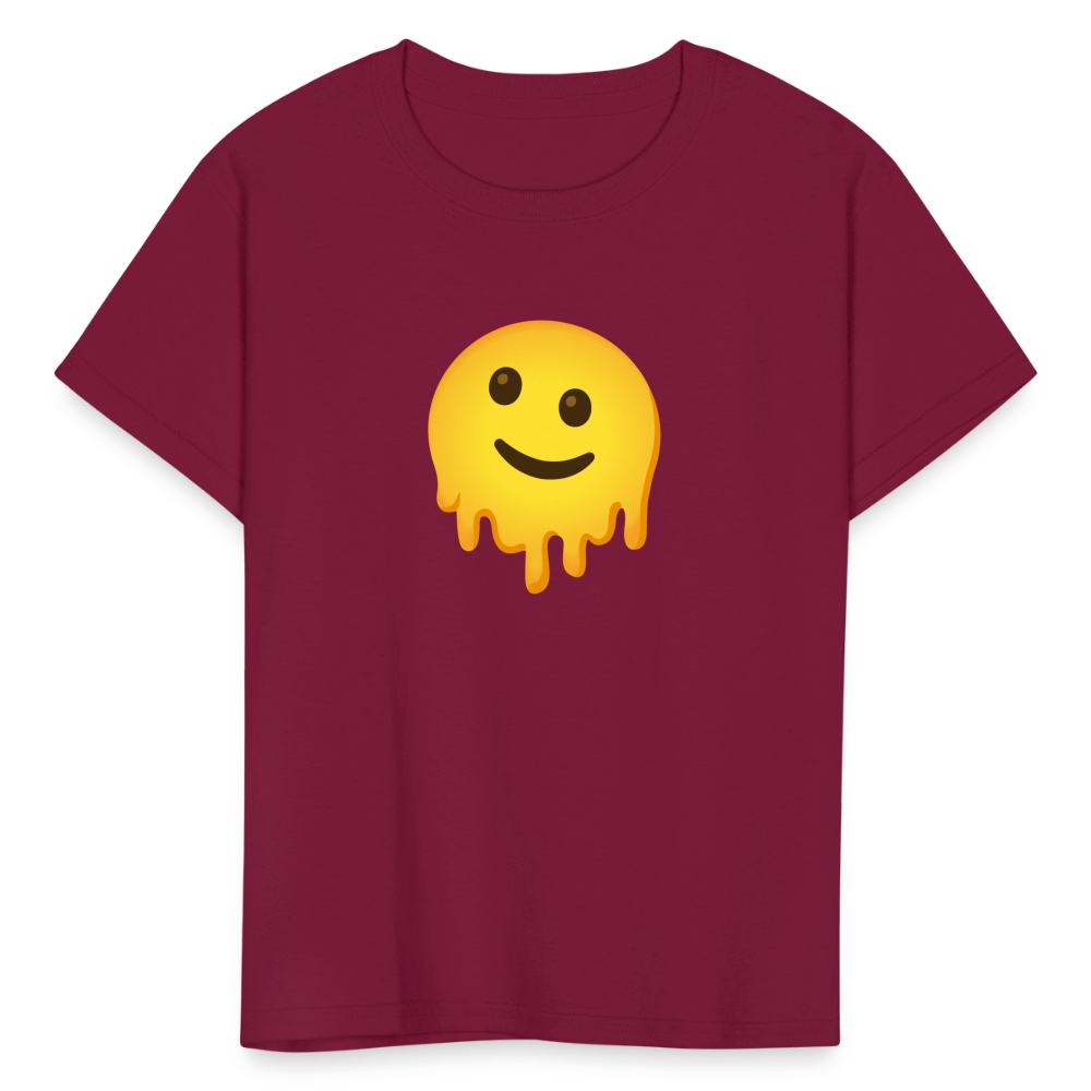 🫠 Melting Face (Google Noto Color Emoji) Kids' T-Shirt - burgundy