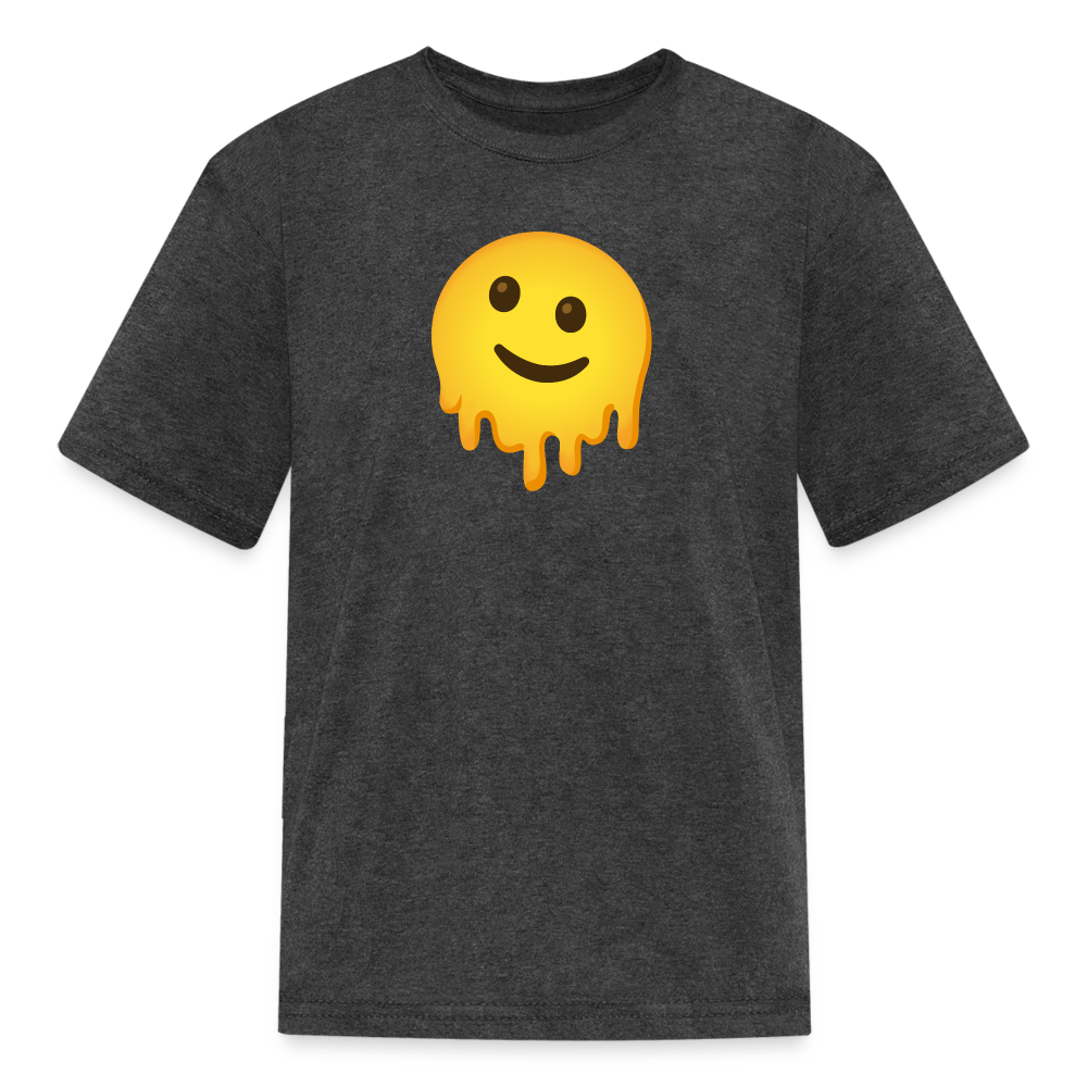 🫠 Melting Face (Google Noto Color Emoji) Kids' T-Shirt - heather black