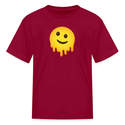 🫠 Melting Face (Google Noto Color Emoji) Kids' T-Shirt - dark red