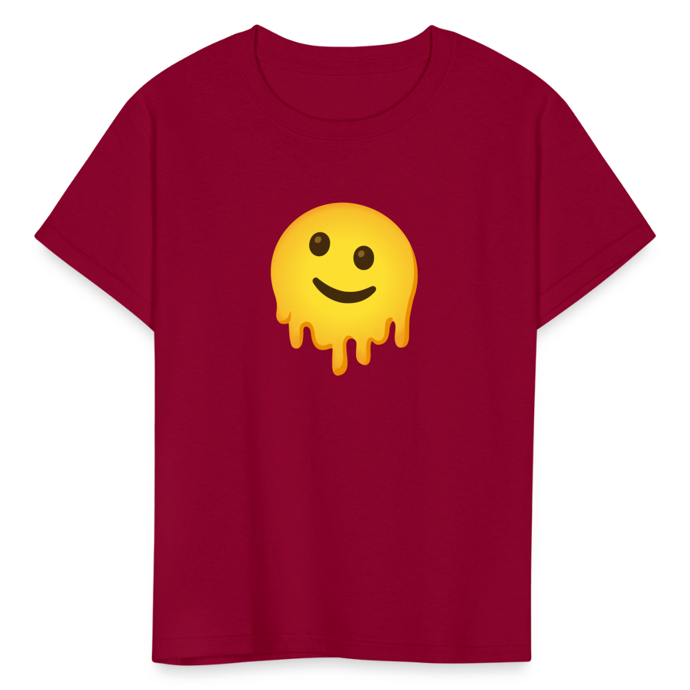 🫠 Melting Face (Google Noto Color Emoji) Kids' T-Shirt - dark red