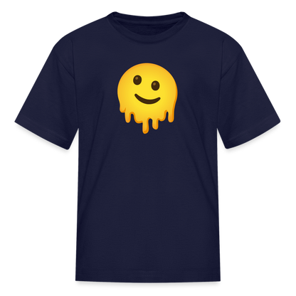 🫠 Melting Face (Google Noto Color Emoji) Kids' T-Shirt - navy