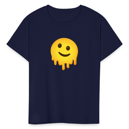 🫠 Melting Face (Google Noto Color Emoji) Kids' T-Shirt - navy