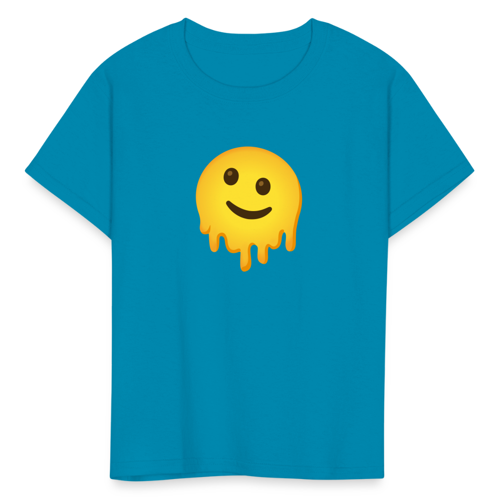 🫠 Melting Face (Google Noto Color Emoji) Kids' T-Shirt - turquoise