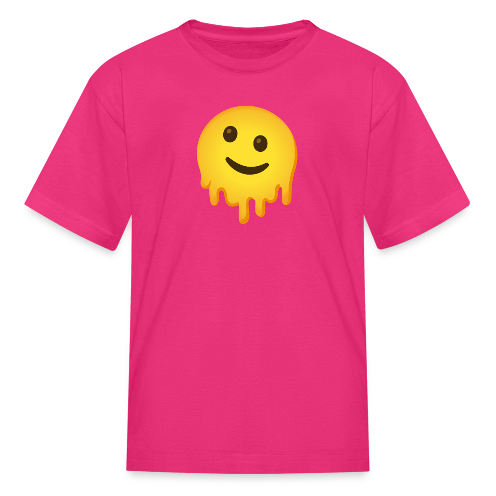 🫠 Melting Face (Google Noto Color Emoji) Kids' T-Shirt - fuchsia