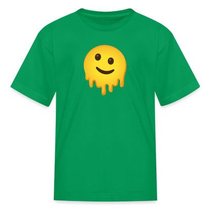 🫠 Melting Face (Google Noto Color Emoji) Kids' T-Shirt - kelly green