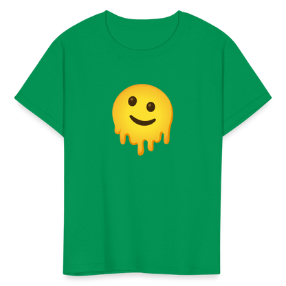 🫠 Melting Face (Google Noto Color Emoji) Kids' T-Shirt - kelly green