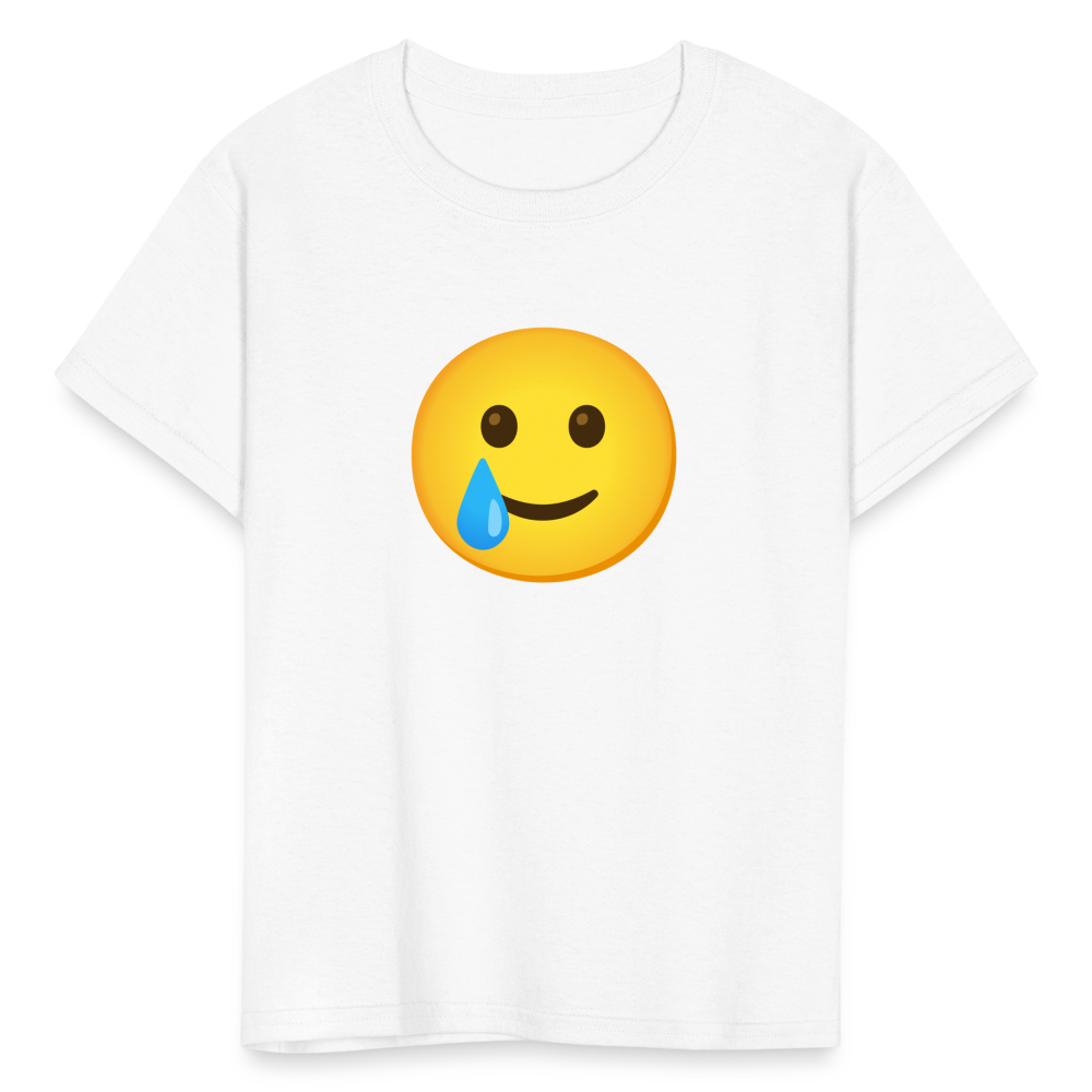 🥲 Smiling Face with Tear (Google Noto Color Emoji) Kids' T-Shirt - white