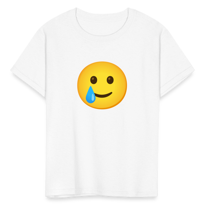 🥲 Smiling Face with Tear (Google Noto Color Emoji) Kids' T-Shirt - white