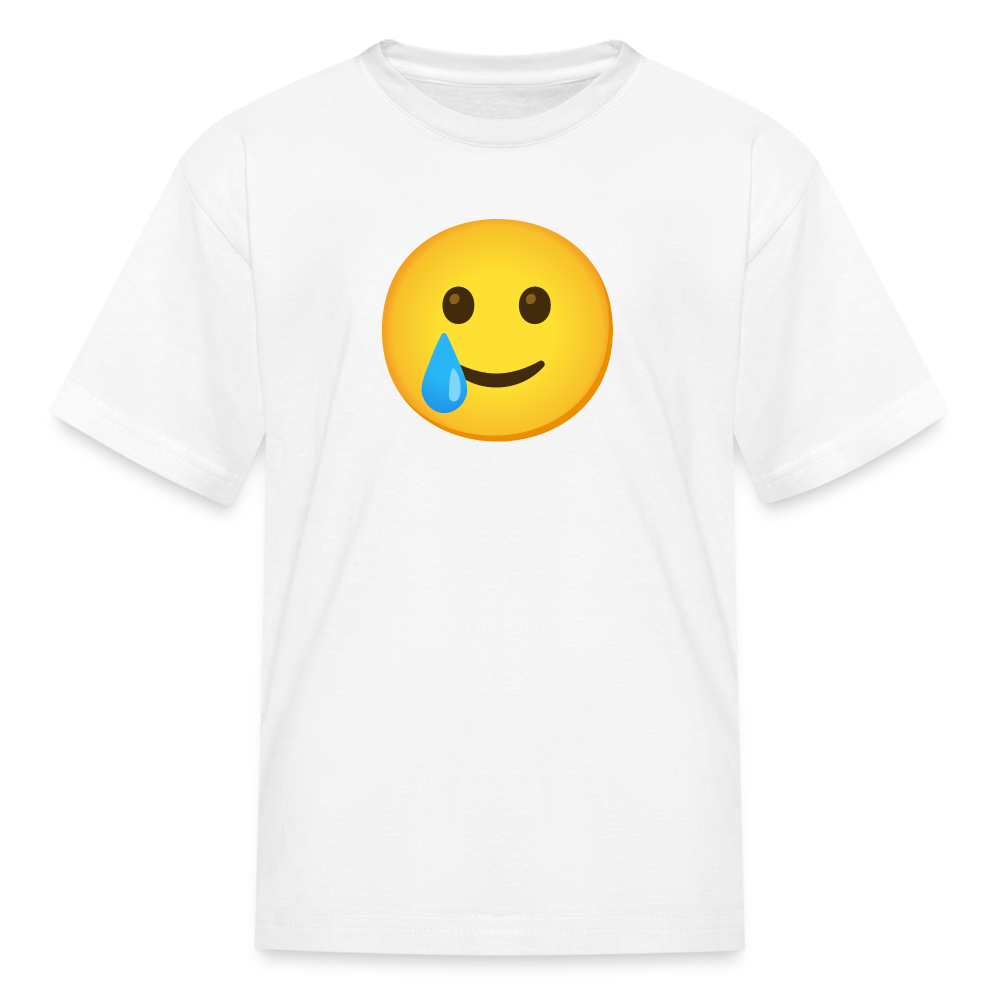 🥲 Smiling Face with Tear (Google Noto Color Emoji) Kids' T-Shirt - white