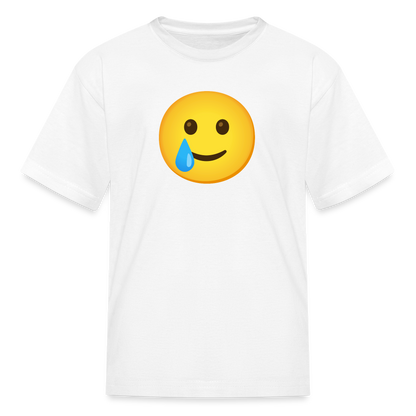 🥲 Smiling Face with Tear (Google Noto Color Emoji) Kids' T-Shirt - white