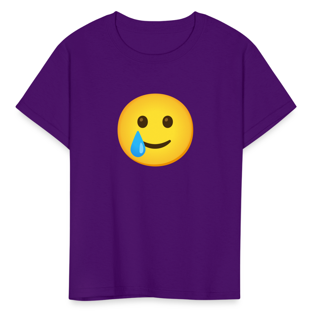 🥲 Smiling Face with Tear (Google Noto Color Emoji) Kids' T-Shirt - purple